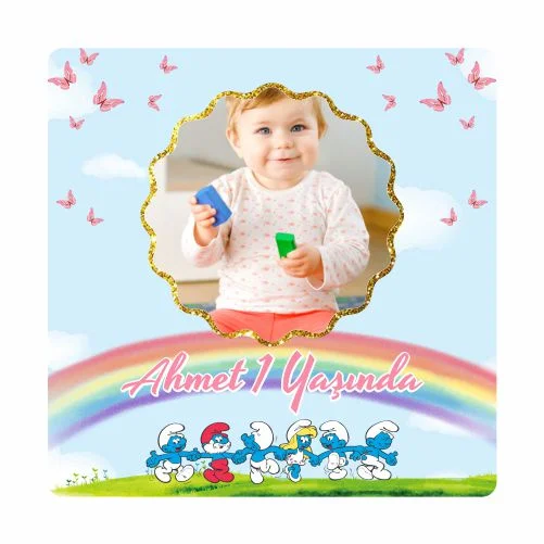 Şirinler Temalı Doğum Günü Magneti